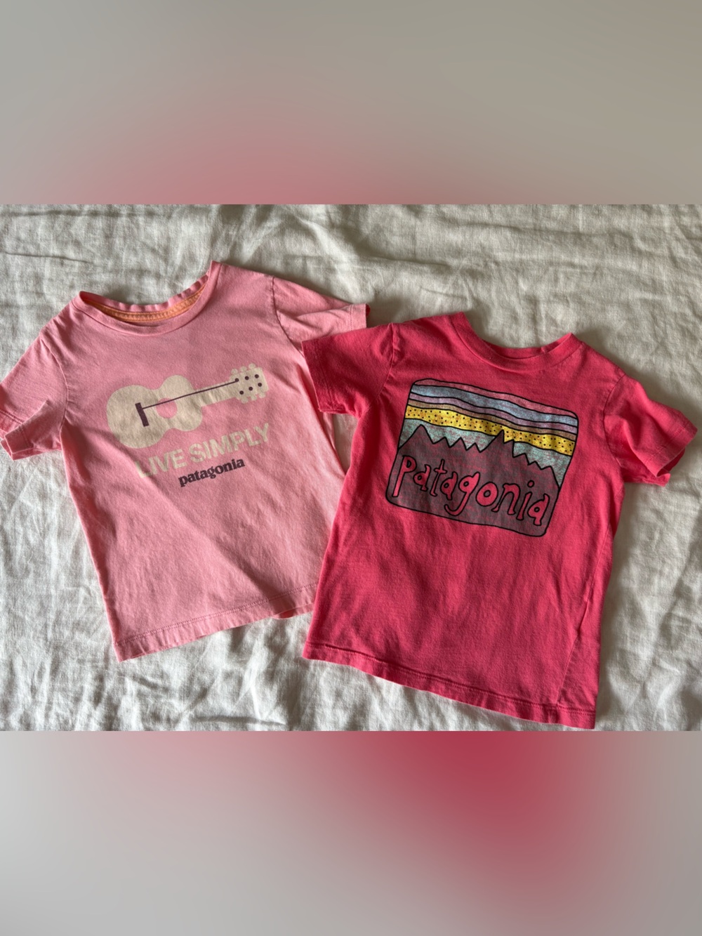 Patagonia Toddler Girls 2T Organic Cotton Graphic Tee Bundle | 2 Shirts | Pink